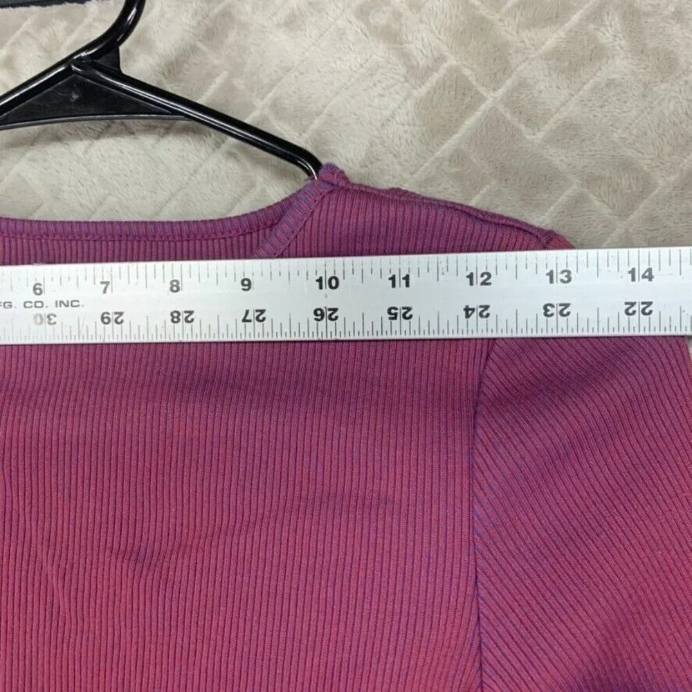 BDG Womans Small Crop Top Purple Long Sleeve Keyhole Open Barbie Clubbing Rave